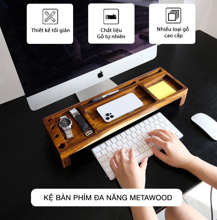 Kệ đa năng ngang, Giá đỡ điện thoại gỗ tự nhiên Muồng Đen