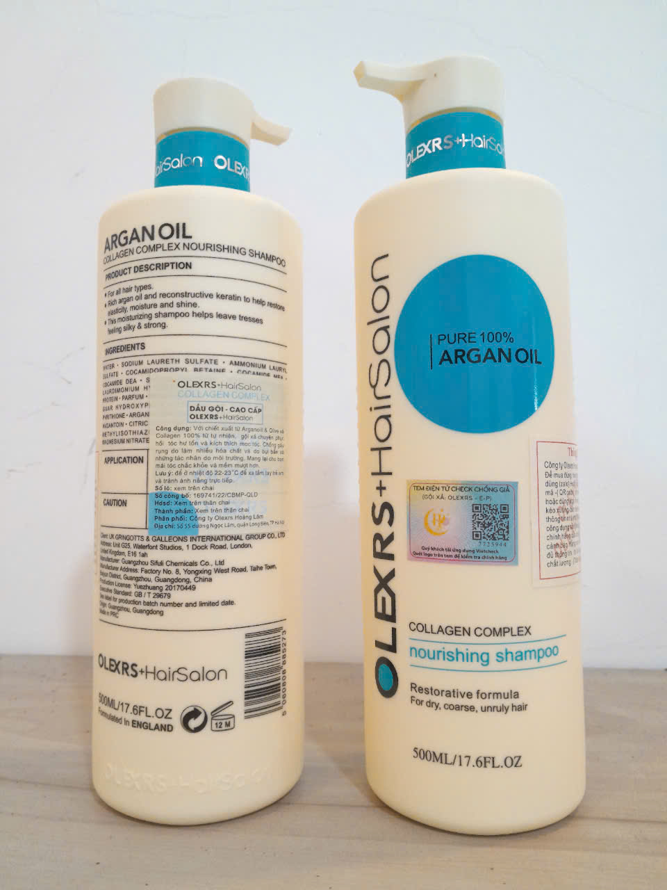 Dầu Gội Xả Olexrs HairSalon Argan Oil Collagen Complex 500ml