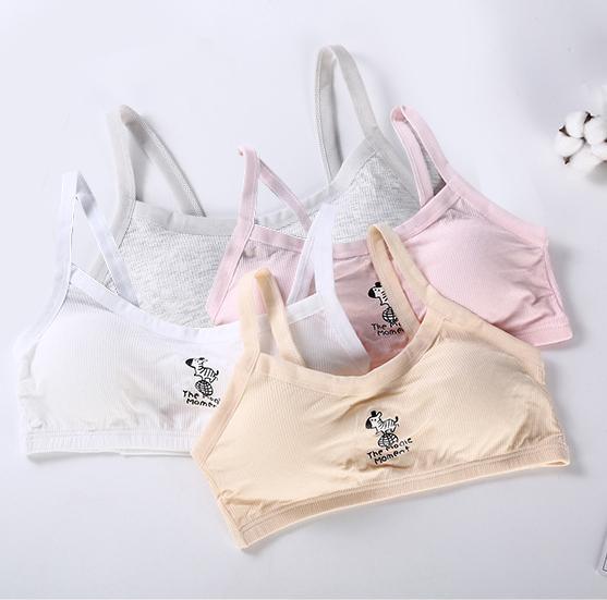 Bộ 4 áo ngực bé gái tuổi dậy thì- áo lót học sinh cấp 1, 2 - áo lá vải cotton tăm mềm mát - co giãn tốt phù hợp với mọi vóc dáng