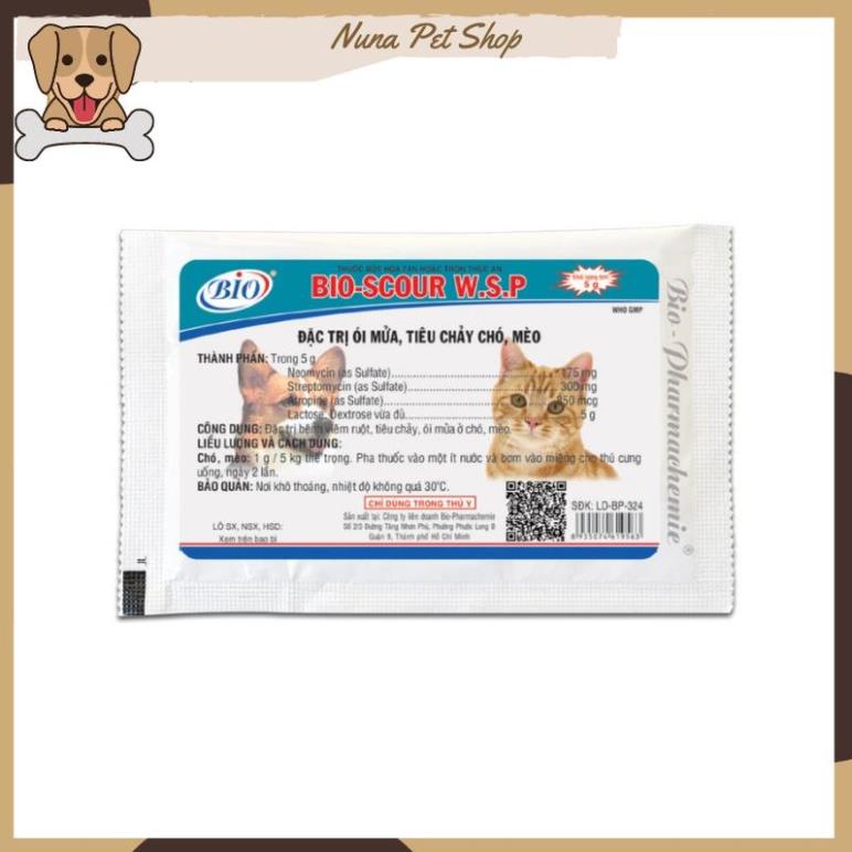 Bio Scour W.S.P giảm tiêu chảy, ói mửa cho chó mèo (Gói 5g)