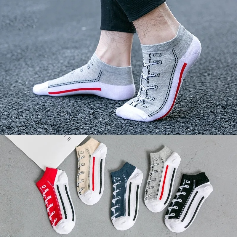 2021 Mới Nam Cotton Thuyền Tất Thời Trang Ngộ Nghĩnh Giày Vớ Thể Thao Đại Học Phong Cách Cặp Đôi Vớ Vải Nữ Thuyền Vớ Khỏa Thân Tất Color: Gray