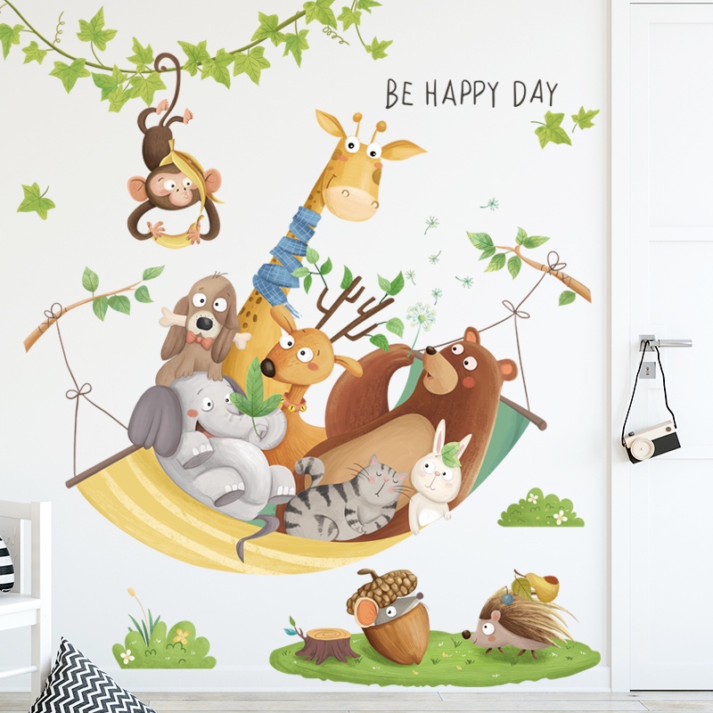 Sticker Giấy Dán Tường Decal Dán tường Tranh Dán Tường Trang Trí Tường Mẫu Các con thú ngộ nghĩnh ZH99
