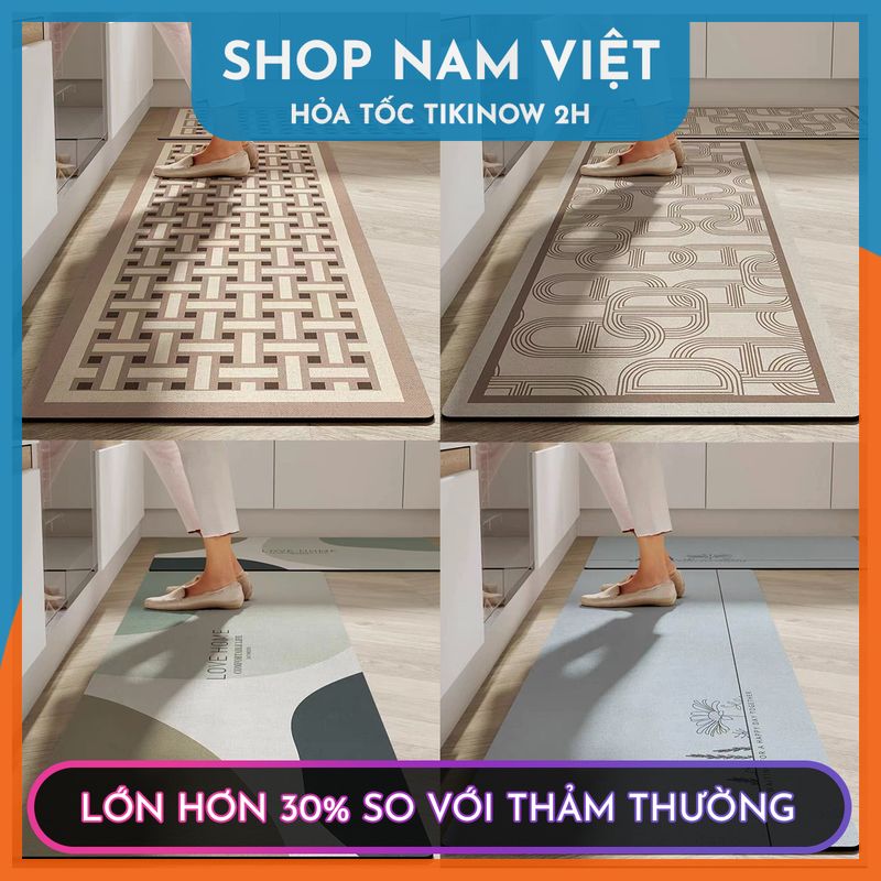 Thảm Nhà Bếp Siêu Thấm Dễ Dàng Vệ Sinh, Thảm Silicon 4 Lớp NAVIVU