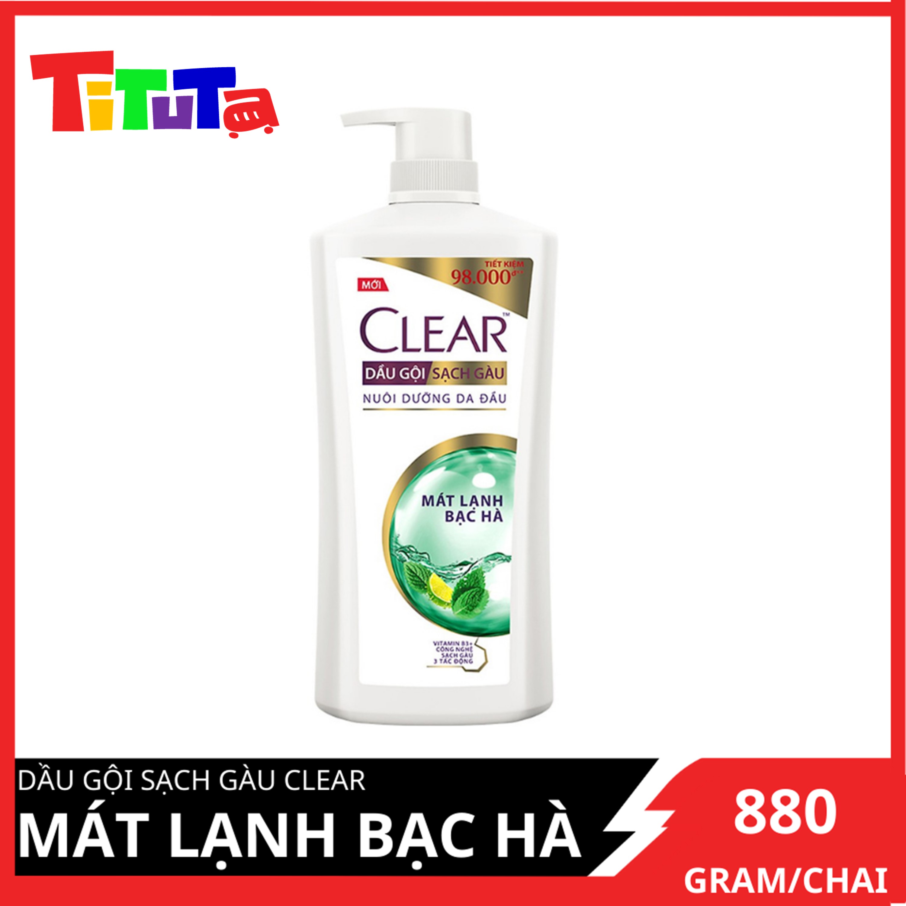 Dầu Gội Sạch Gàu CLEAR Mát Lạnh Bạc Hà (900g)