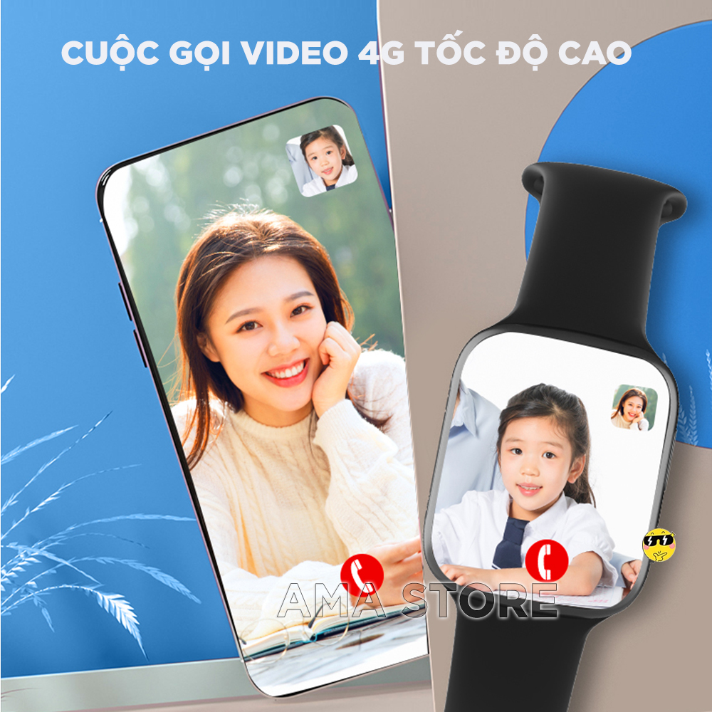 Đồng hồ Thông minh Cho Trẻ em, Học sinh, Sinh viên Định vị Wifi gọi Điện thoại, Video call AMA Watch C90 Hàng nhập khẩu