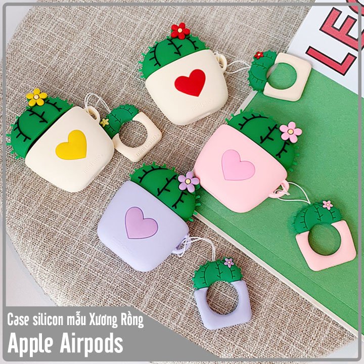 Case silicon bảo vệ cho tai nghe APple Airpods 1 - 2 hình chậu xương rồng