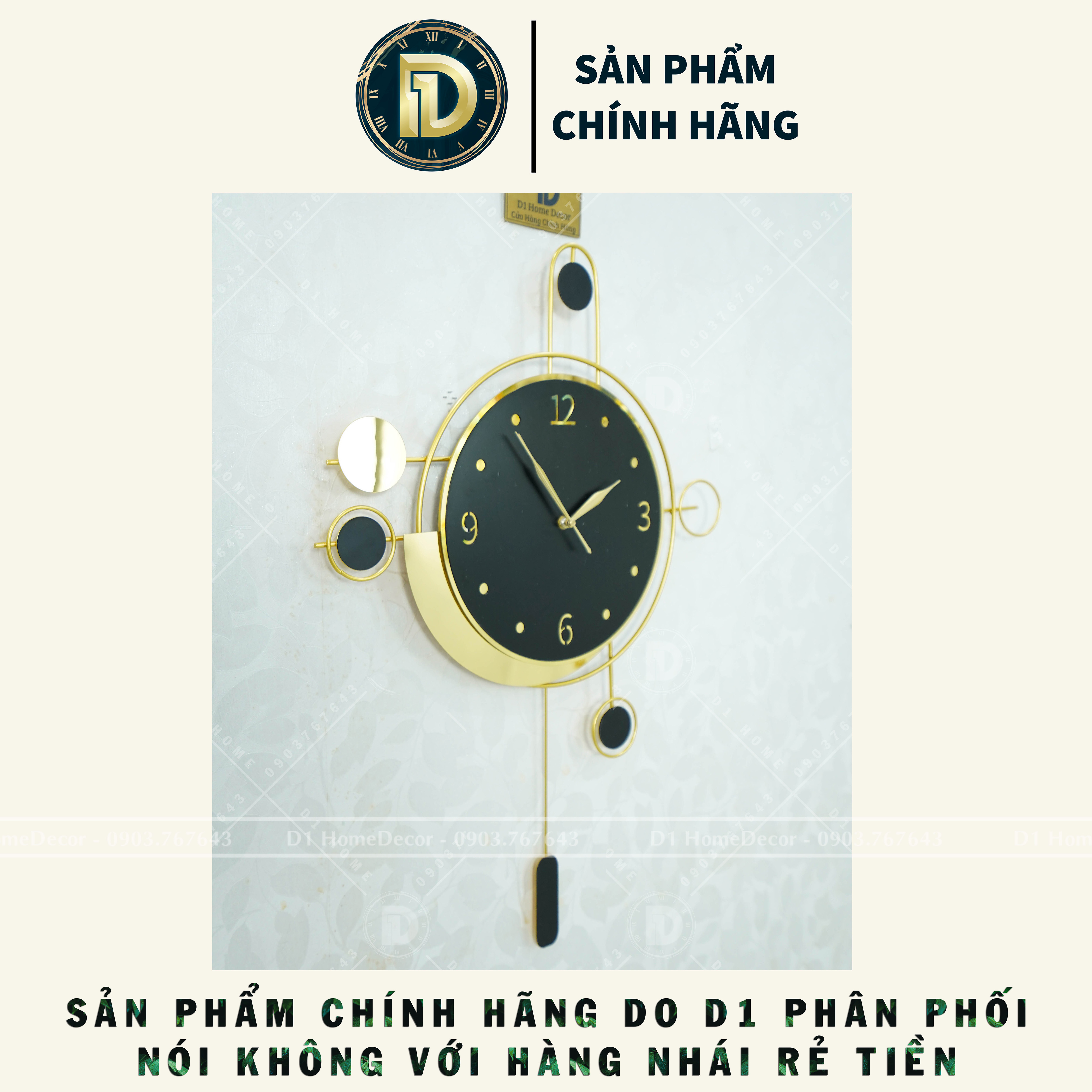 Đồng Hồ Treo Tường Quả Lắc Hiện Đại - Mẫu Đồng Hồ Quả Lắc Decor Đẹp - Trang Trí Nhà Cửa - BH 5 năm - D1Home - QL