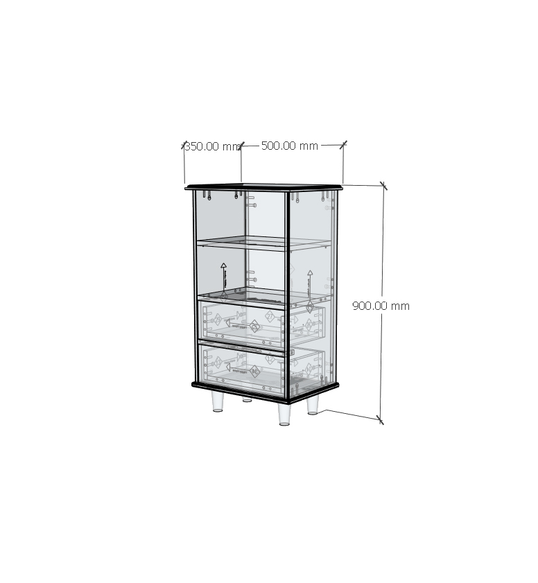 HAPPY FURNITURE , Gỗ tự nhiên , Tủ lưu trữ 2 ngăn kéo - FARAH , THK_182 , 50cm x 35cm x 90cm