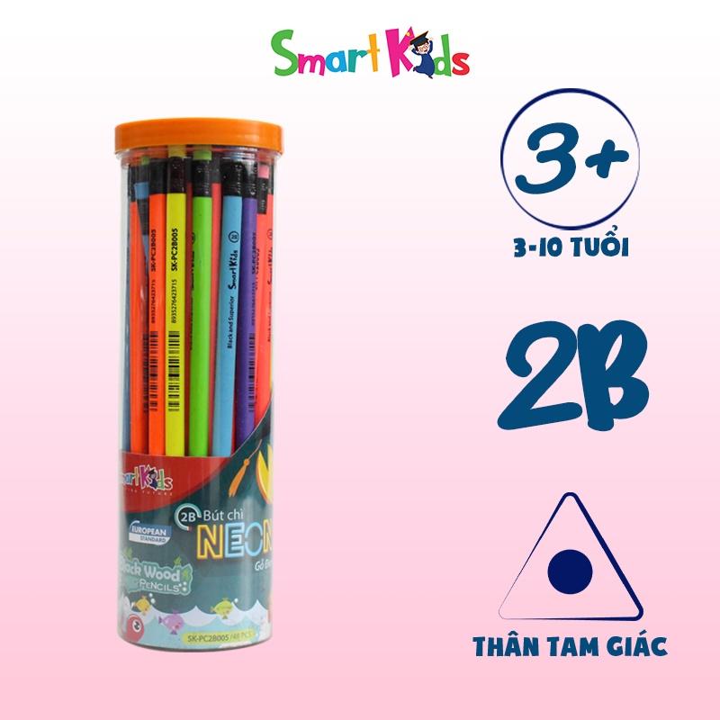 10 Cây Bút chì Smart Kids 2B Neon (Gỗ đen) màu ngẫu nhiên SK-PC2B005
