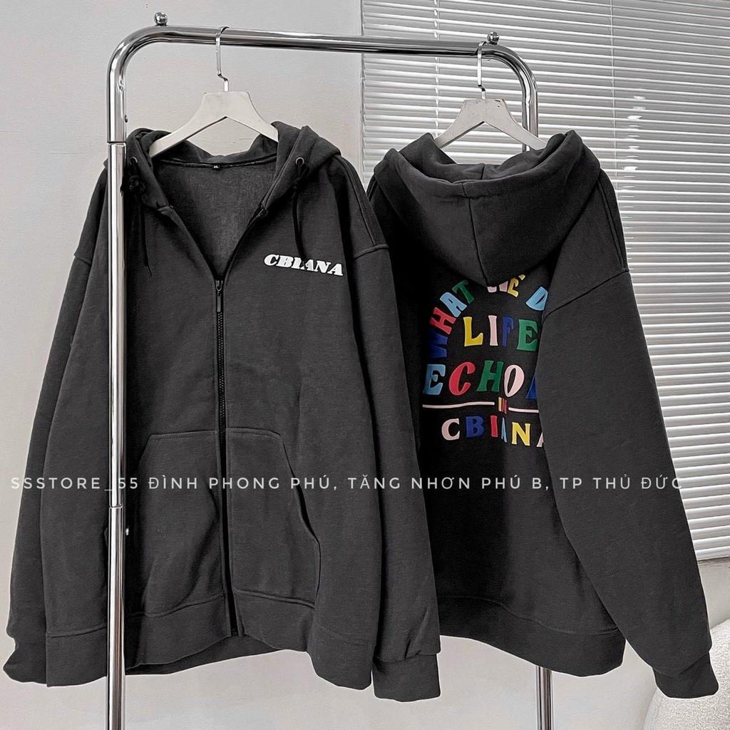 Áo Hoodie Zip, Áo Khoác Nỉ Dày Dặn in Chữ Lớn Phối Màu Siêu Hot