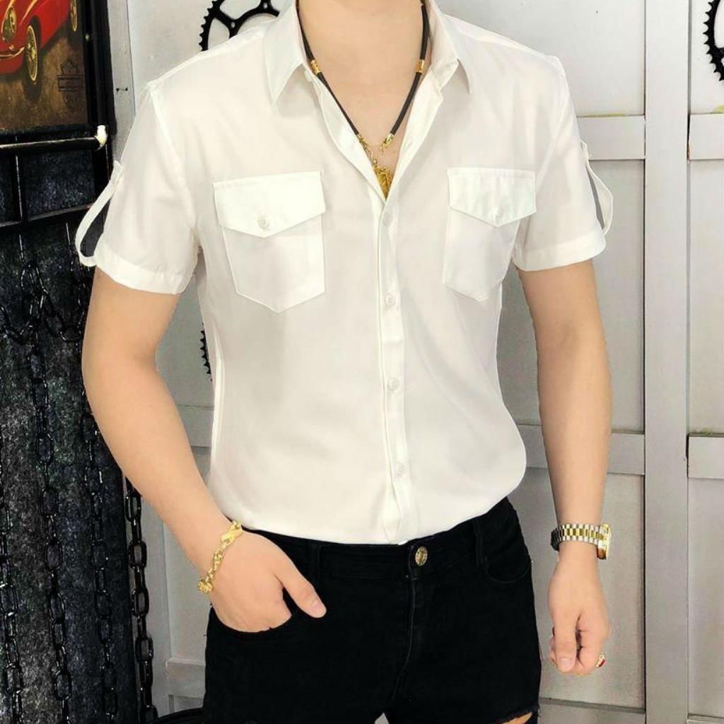 Áo sơ mi nam ngắn tay túi hộp Poniva Mã 698 Thời trang EMEY LUXURY SHOP Chất áo sơ mi mềm