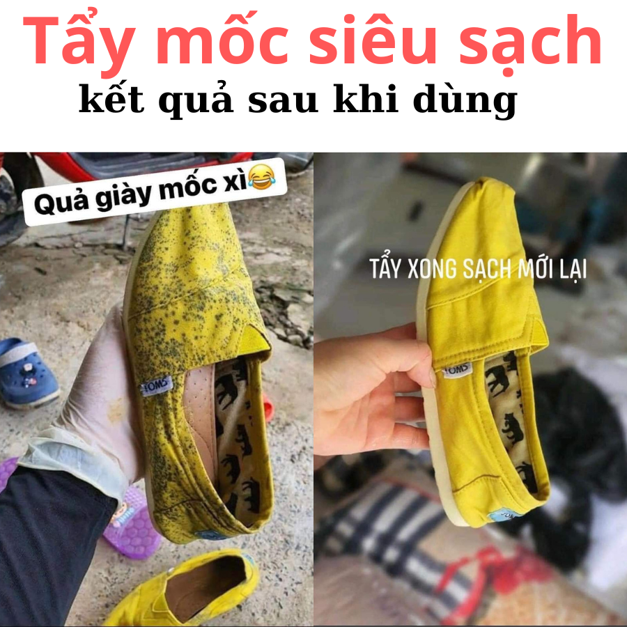 Tẩy mốc quần áo màu áo trắng, tẩy trắng quần áo không mất màu vải không mùi hôi - Cặp 500ml