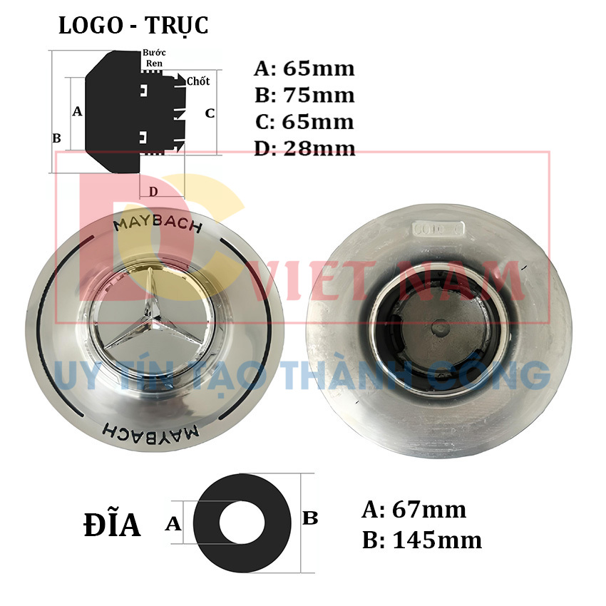 Logo chụp mâm, ốp lazang bánh xe ô tô Maybach G010-C