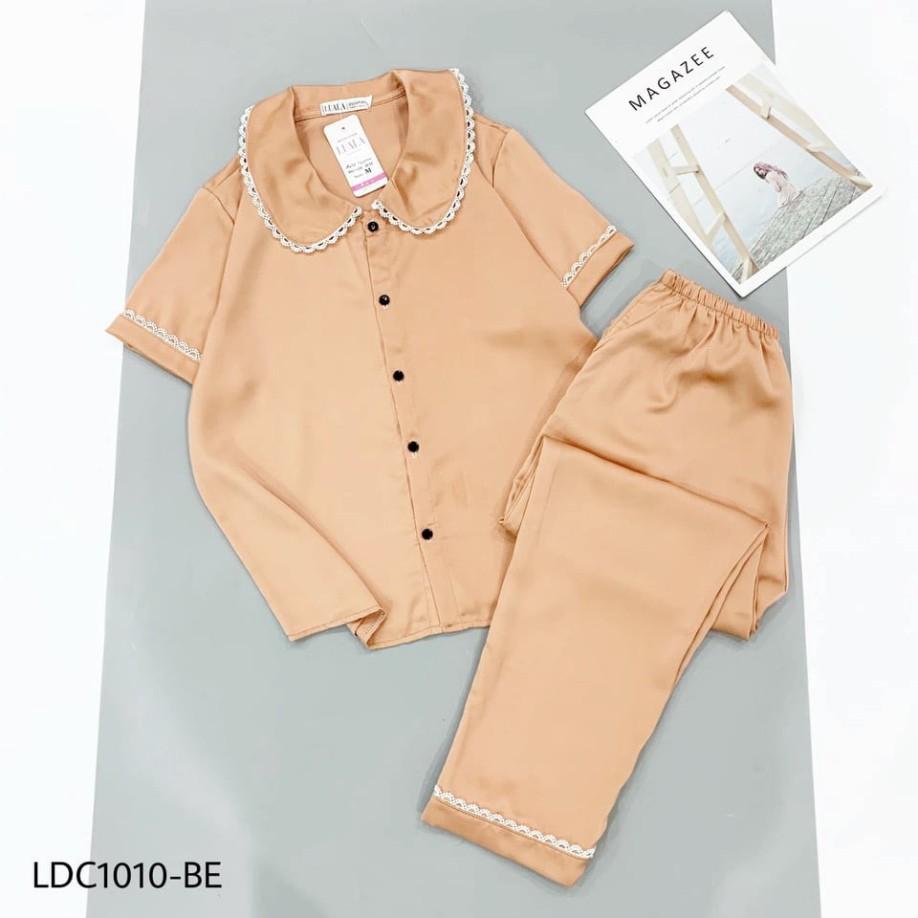 ĐỒ BỘ PIJAMA LỤA SATIN VIỀN REN CAO CẤP NỮ