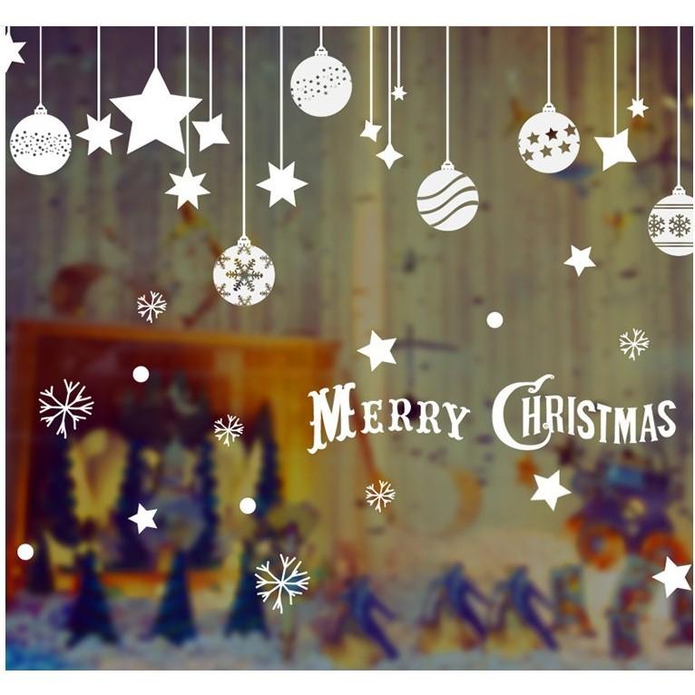 Decal trang trí noel rèm trái châu kèm chữ