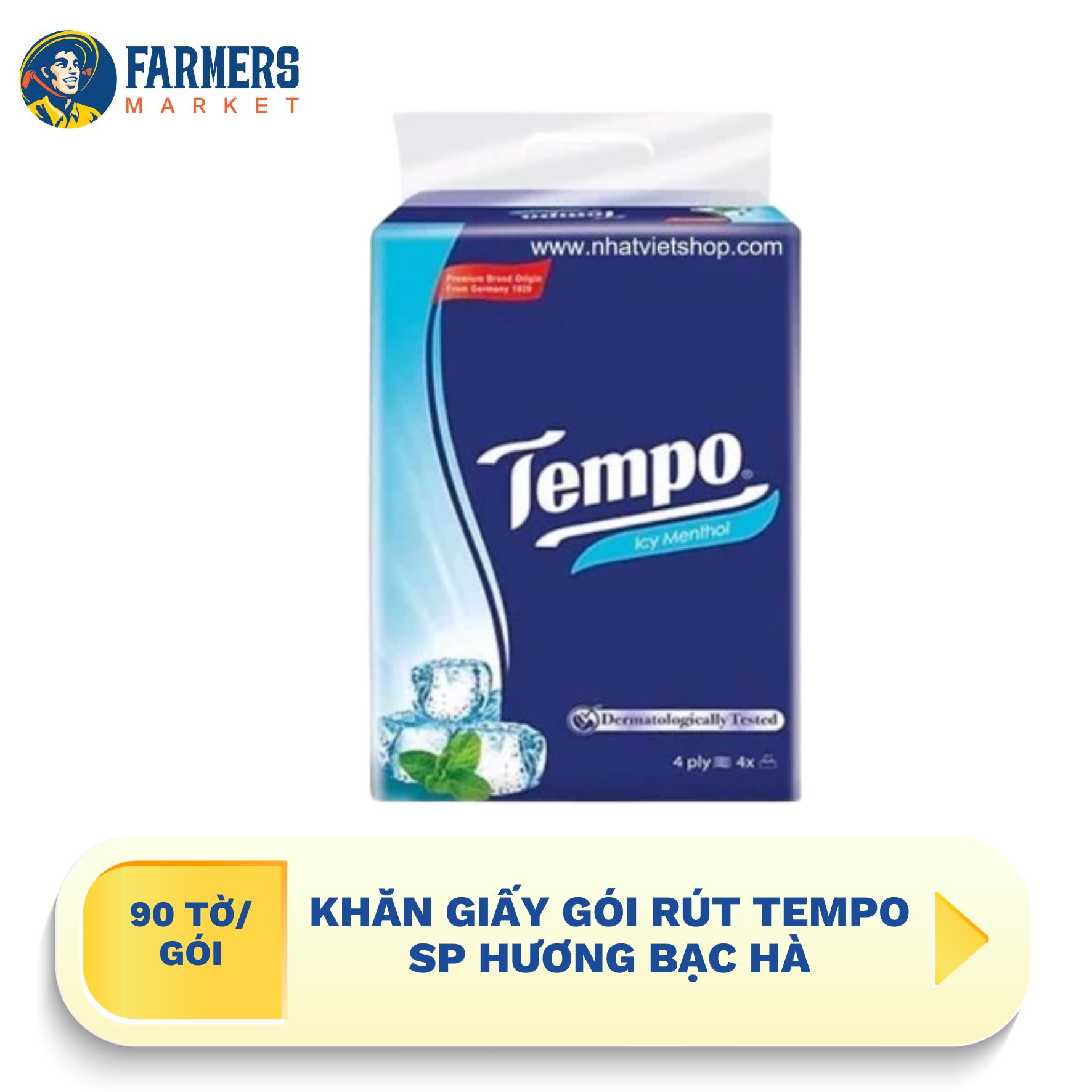 [Giao hàng toàn quốc] Khăn giấy gói rút Tempo SP hương bạc hà (90 Tờ/Gói)