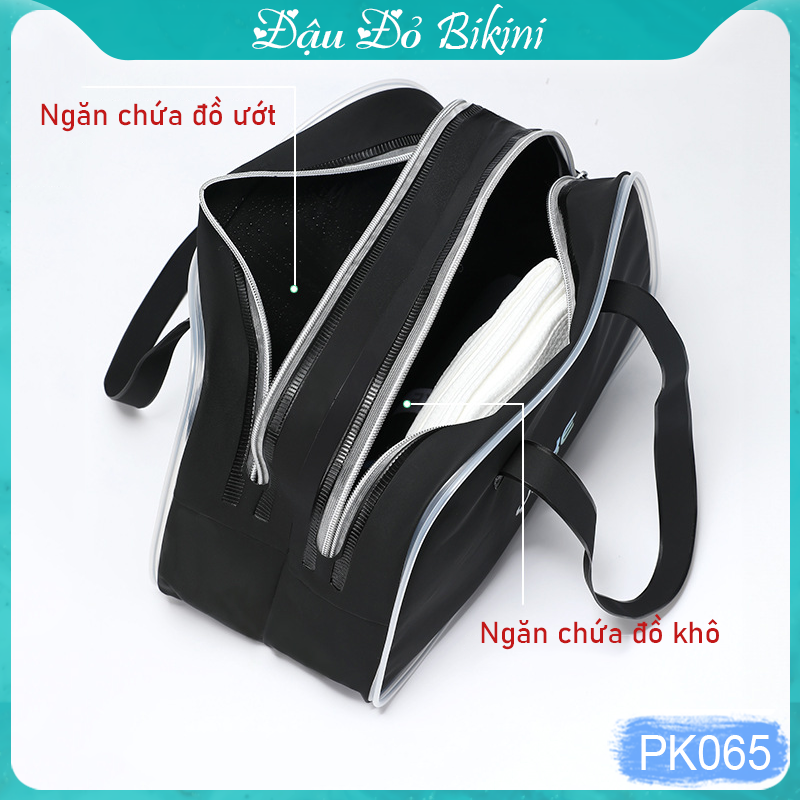 Túi đựng đồ bơi, đồ tập gym YUKE, chia 2 ngăn khô &amp; ướt, khóa kéo riêng biệt từng ngăn, cỡ vừa rất tiện dụng, quai xách dễ mang theo | PK065