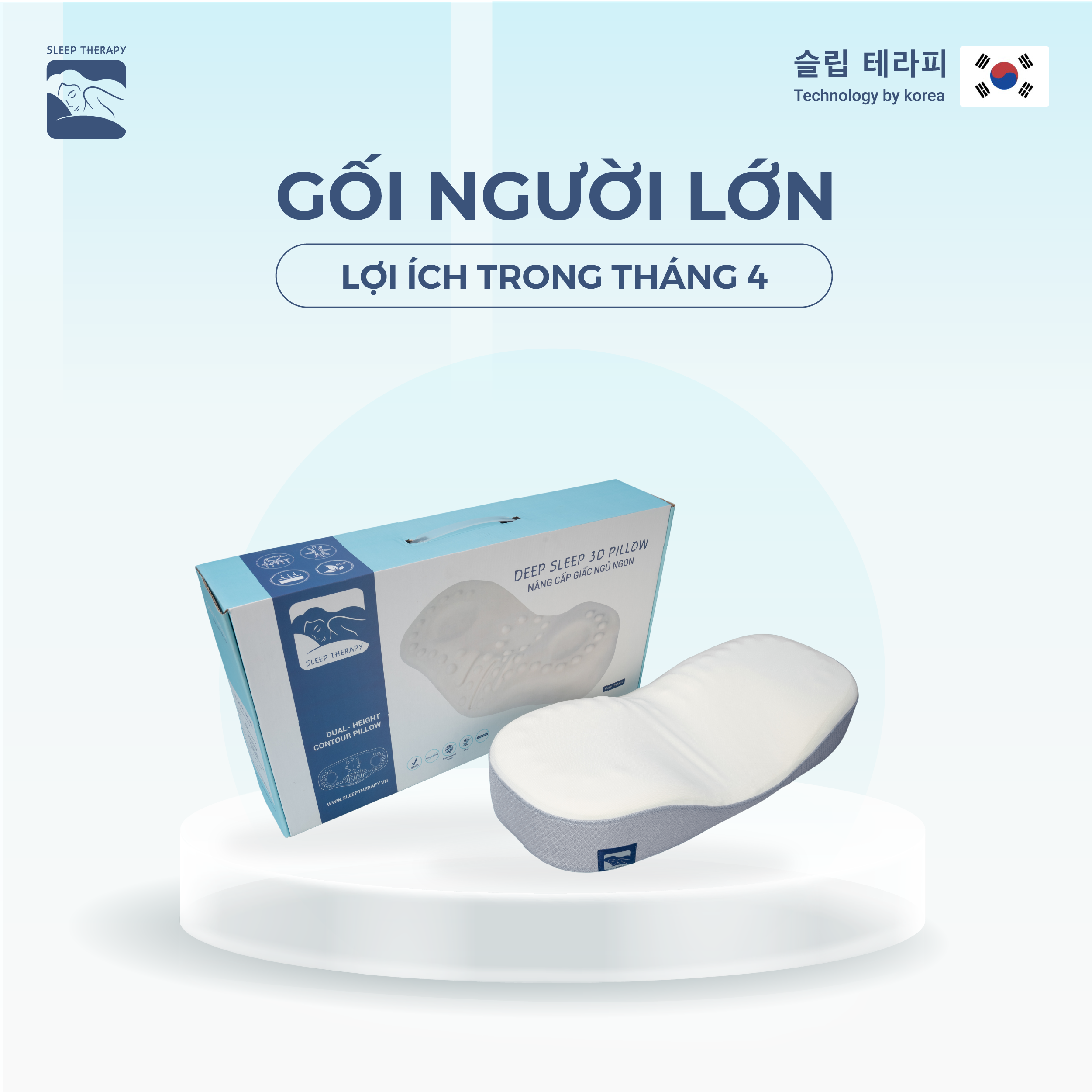 Gối ngủ ngon giảm đau vai gáy cổ người lớn - Sleep Therapy - Memory Foam