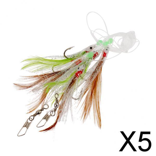 5xSabiki Fishing Lure Rigs Bait Jigs Lure Soft Lure String Crystal Barbed Hook