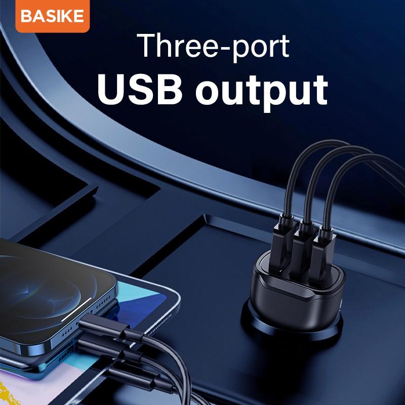 Tẩu sạc ô tô BASIKE 3 * USB 25W UT79 siêu nhanh đảm bảo an toàn thông minh cho iPhone Android-Hàng chính hãng