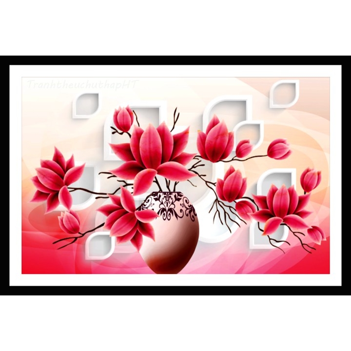 Tranh đính đá Bình hoa mộc lan - chưa đính