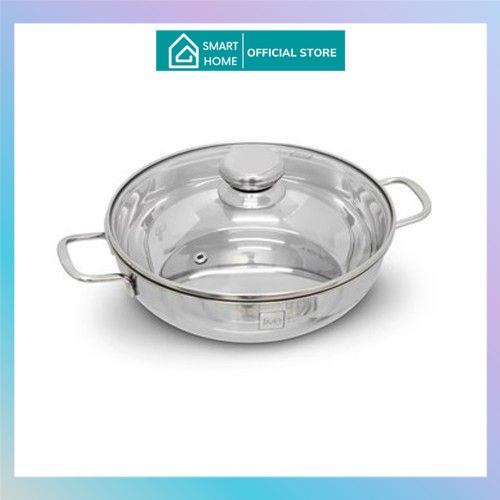 Nồi lẩu um xào inox 430 bếp từ 3 đáy Fivestar nắp kính ( 24cm / 26cm / 28cm )