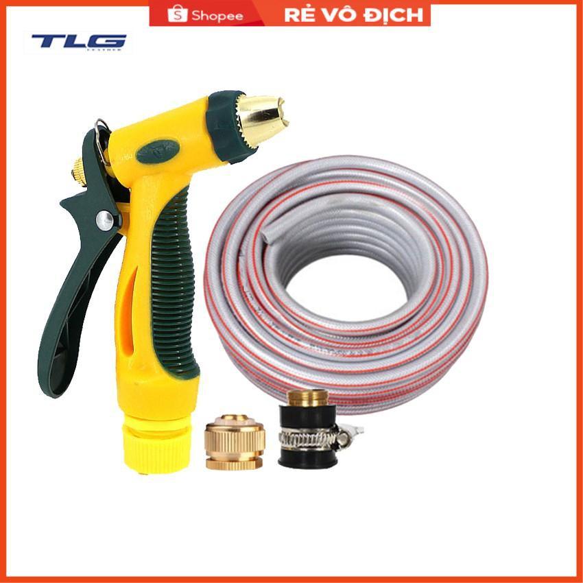 Bộ dây vòi xịt nước rửa xe, tưới cây tăng áp 3 lần,loại 15M (nối đồng nhựa đen) 206317