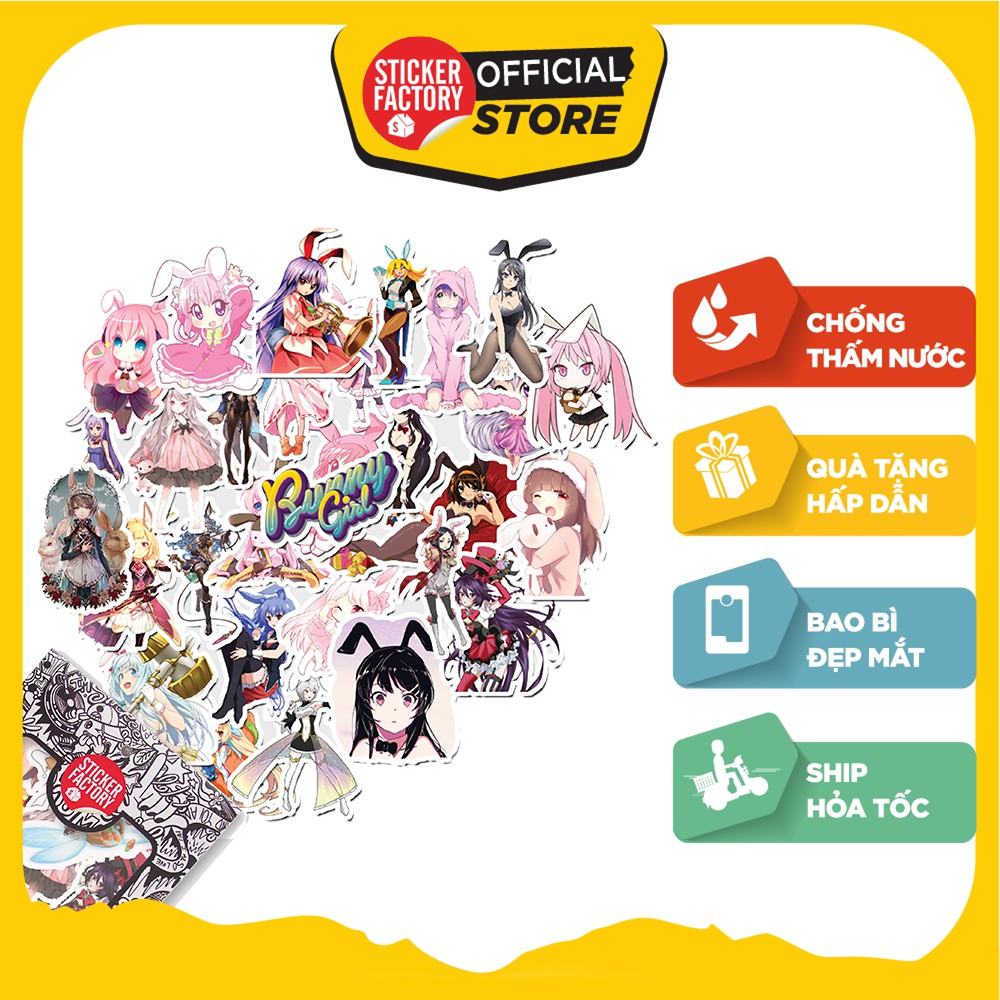 Bunny Girl Anime - Set 30 sticker hình dán