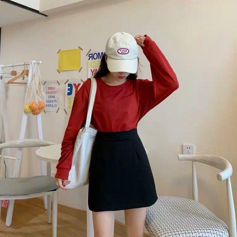 Chân váy A dáng ngắn lưng cao có quần bảo hộ