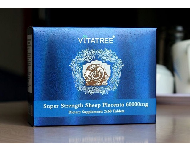 Viên uống nhau thai cừu Vitatree Super Strength Sheep Placenta 60.000mg 120 viên. Hỗ trợ chống lão hóa da, giúp da sáng mịn - Úc