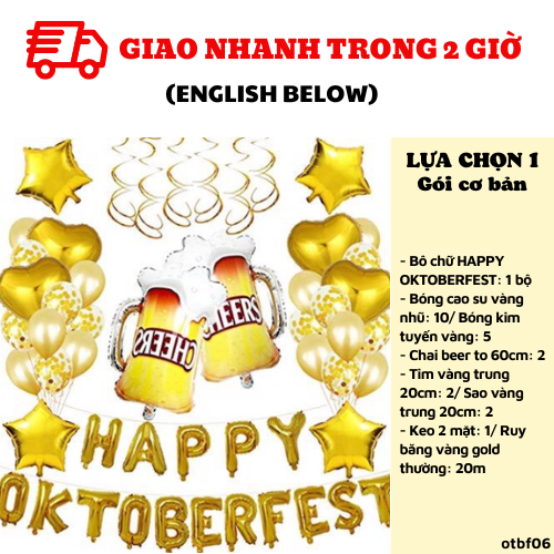 Bộ Bóng Trang Trí Oktoberfest Màu Vàng Oktoberfest Yellow Balloon OTBF06