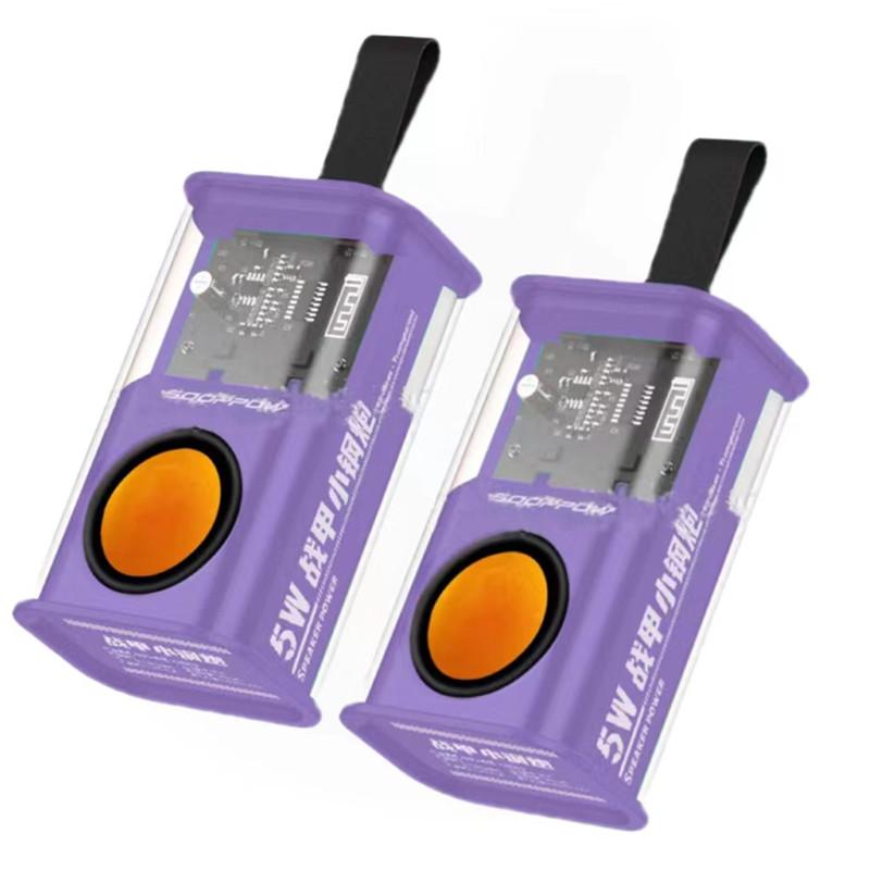 Loa Bluetooth không dây cơ học D22 trong suốt Loa siêu trầm súng thép nhỏ TWS Âm thanh vòm 3D Cuộc gọi rảnh tay sáng tạo Màu sắc: 2pc Màu tím
