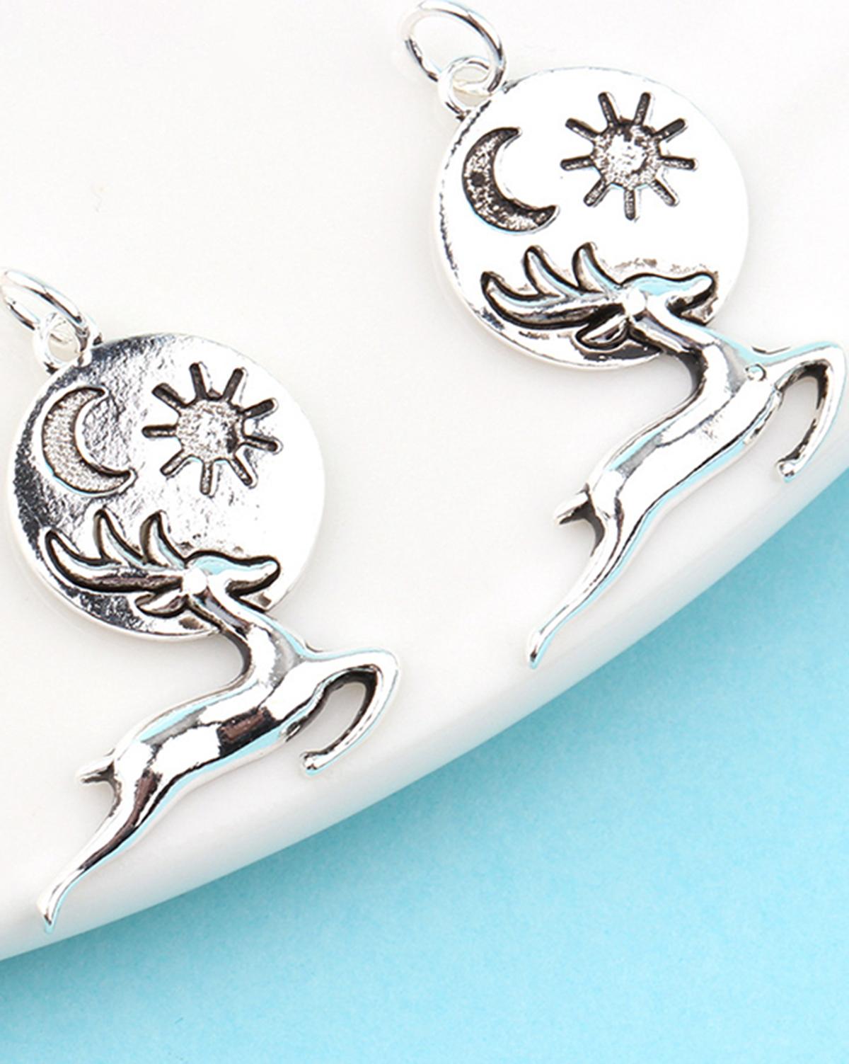 Combo 2 cái charm bạc hình con tuần lộc treo - Ngọc Quý Gemstones