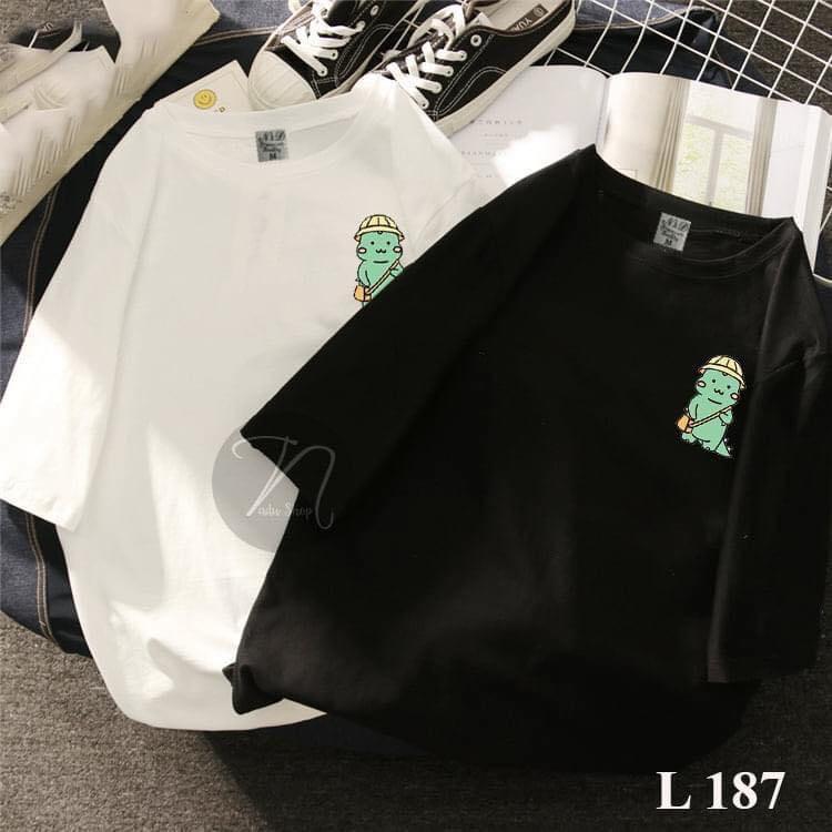 ÁO THUN UNISEX NAM NỮ  logo khủng long xanh nón váng