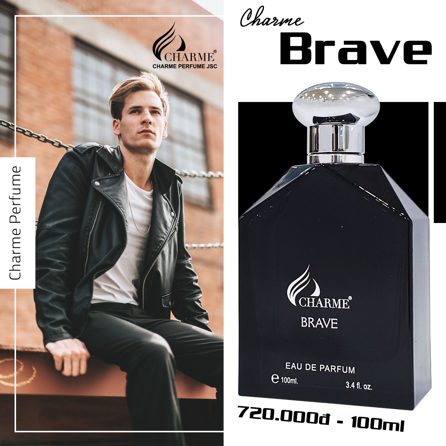 Nước Hoa Nam Cao Cấp CHARME BRAVE Mang Vẻ Ngoài Mạnh Mẽ Thần Thái Thu Hút Dành Cho Nam Giới 100ml