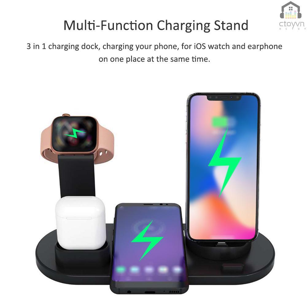 Đế sạc không dây đa năng 3 trong 1 cho đồng hồ thông minh iOS