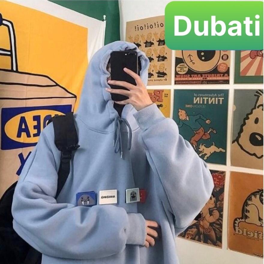 ÁO KHOÁC HOODIE HỌA TIẾT LOGO STICKERR NAM NỮ UNISEX CHẤT NỈ DÀY FROM RỘNG HOT TRENDD- DUBATI FASHION