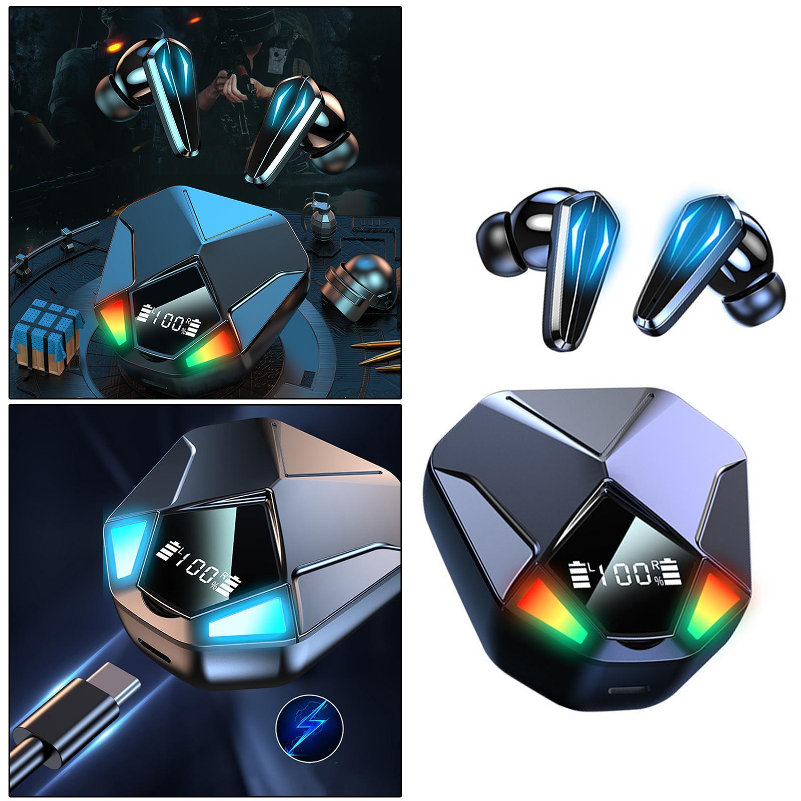 Bluetooth 5.1 Stereo Gaming Earbuds Cool Light Touch Control w/Mic Fitness