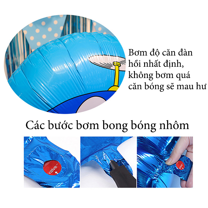 Bong bóng Happy Birthday trang trí sinh nhật thôi nôi mẫu doraemon cho các bé - Phụ kiện tiệc tùng cho bé trai bé gái