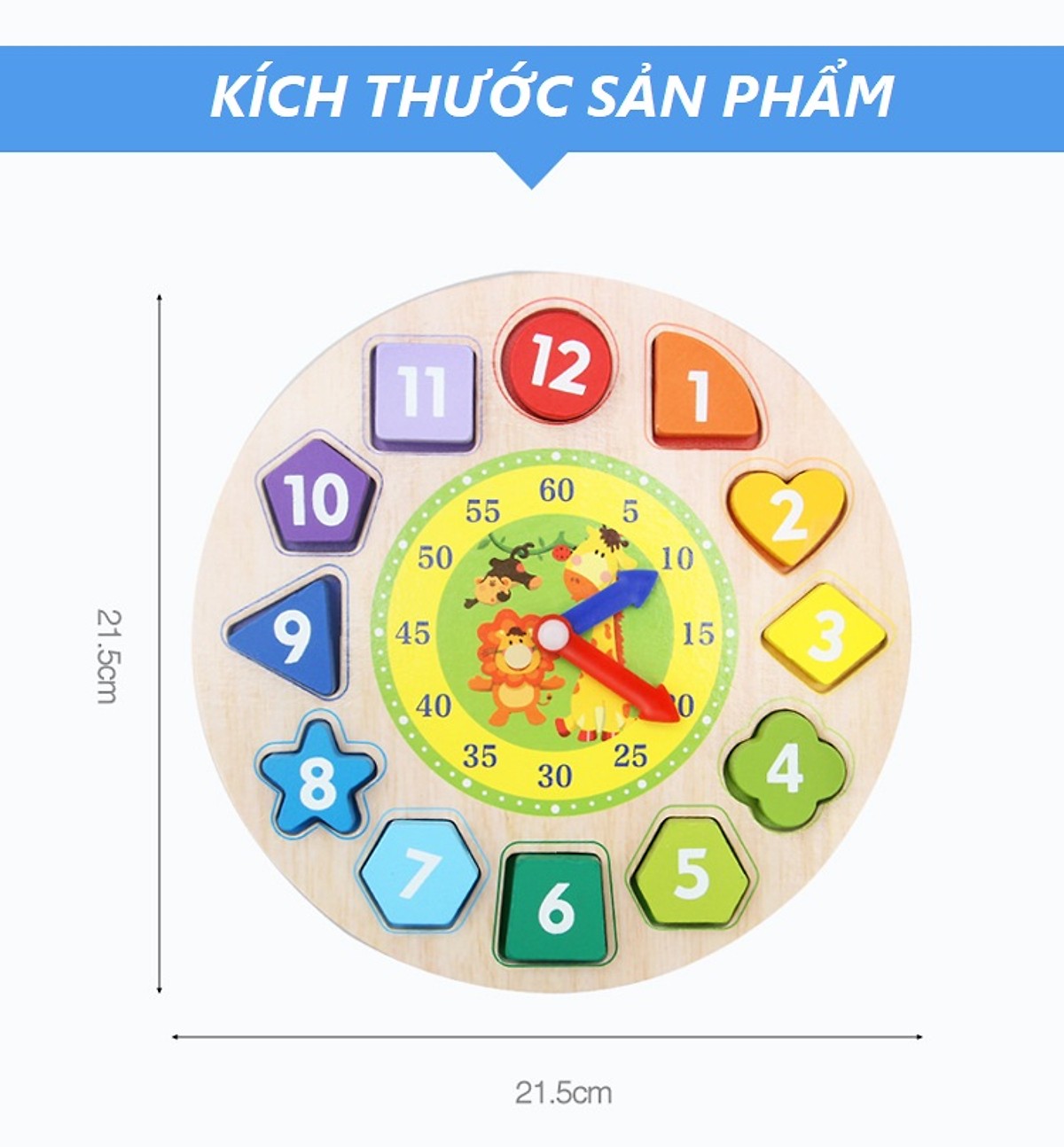 Combo 8 món đồ chơi gỗ SM  (đàn gỗ, còi gỗ, trụ tả hình học, bảng chữ cái, hươu cao cổ, đồng hồ, sâu gỗ, tháp cầu vồng)