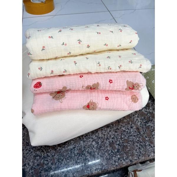 vải xô muslin 2 lớp cao cấp hoa tuy lip nhí mềm mịn hút nước tốt