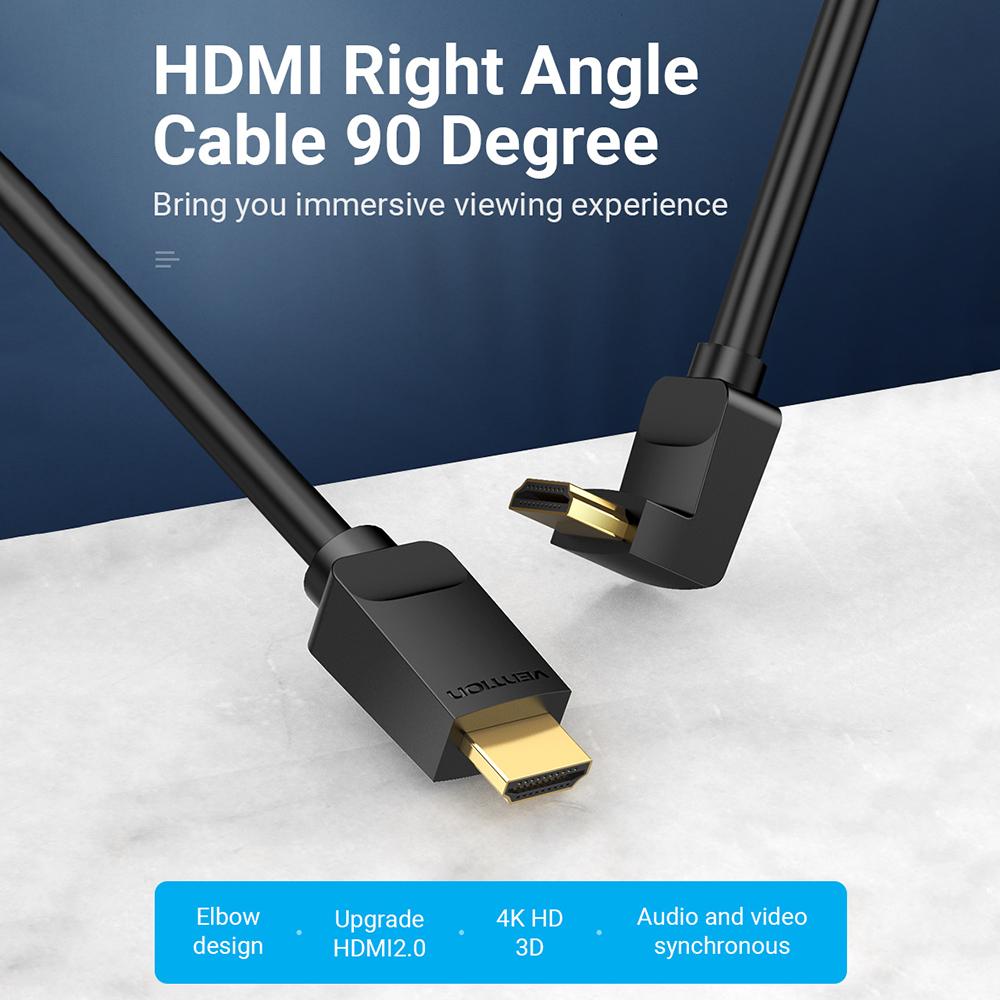 Cáp HDMI 2.0 Góc phải Cáp 4K & 3D Kỹ thuật số HD Thay thế cho TV Bộ chia âm thanh video PS3 / 4