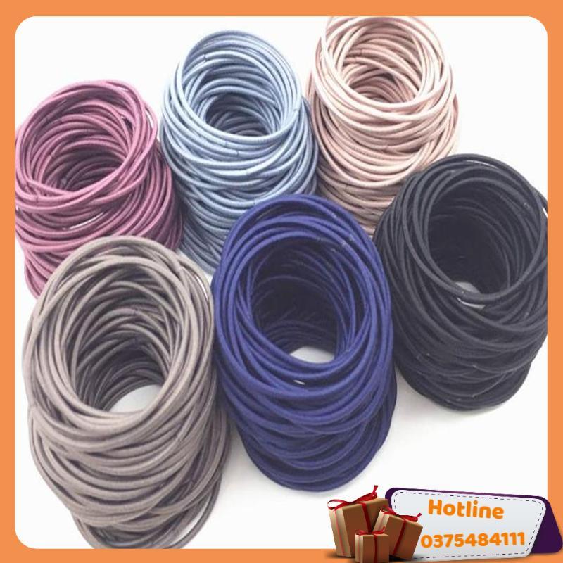 Sét 100 Thun Cột Tóc Kèm Túi Zip , Màu Sắc Phù Hợp Với Mọi Lứa Tuổi - Hàng Loại 1