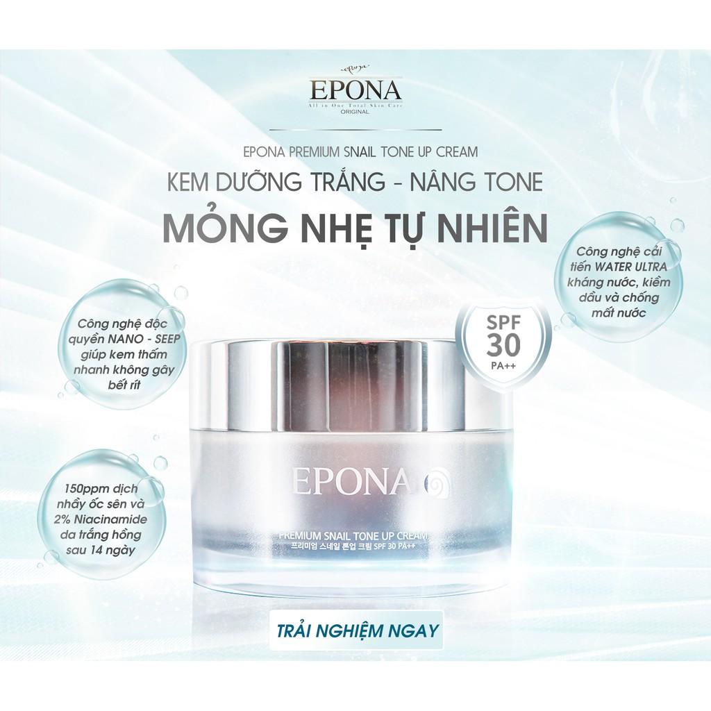 Kem Dưỡng Trắng - Nâng Tone Mỏng Nhẹ - Tự Nhiên Epona Premium Snail Tone Up Cream SPF 30 PA++ 50ml