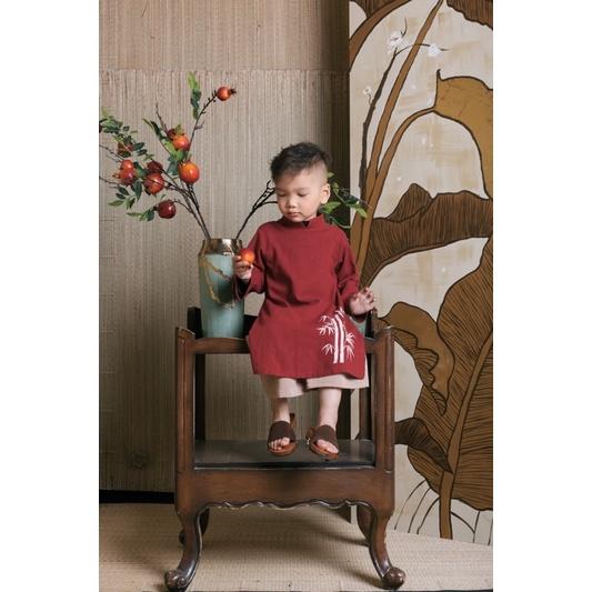 P'ti chou - Áo dài linen thêu Trúc dành cho bé