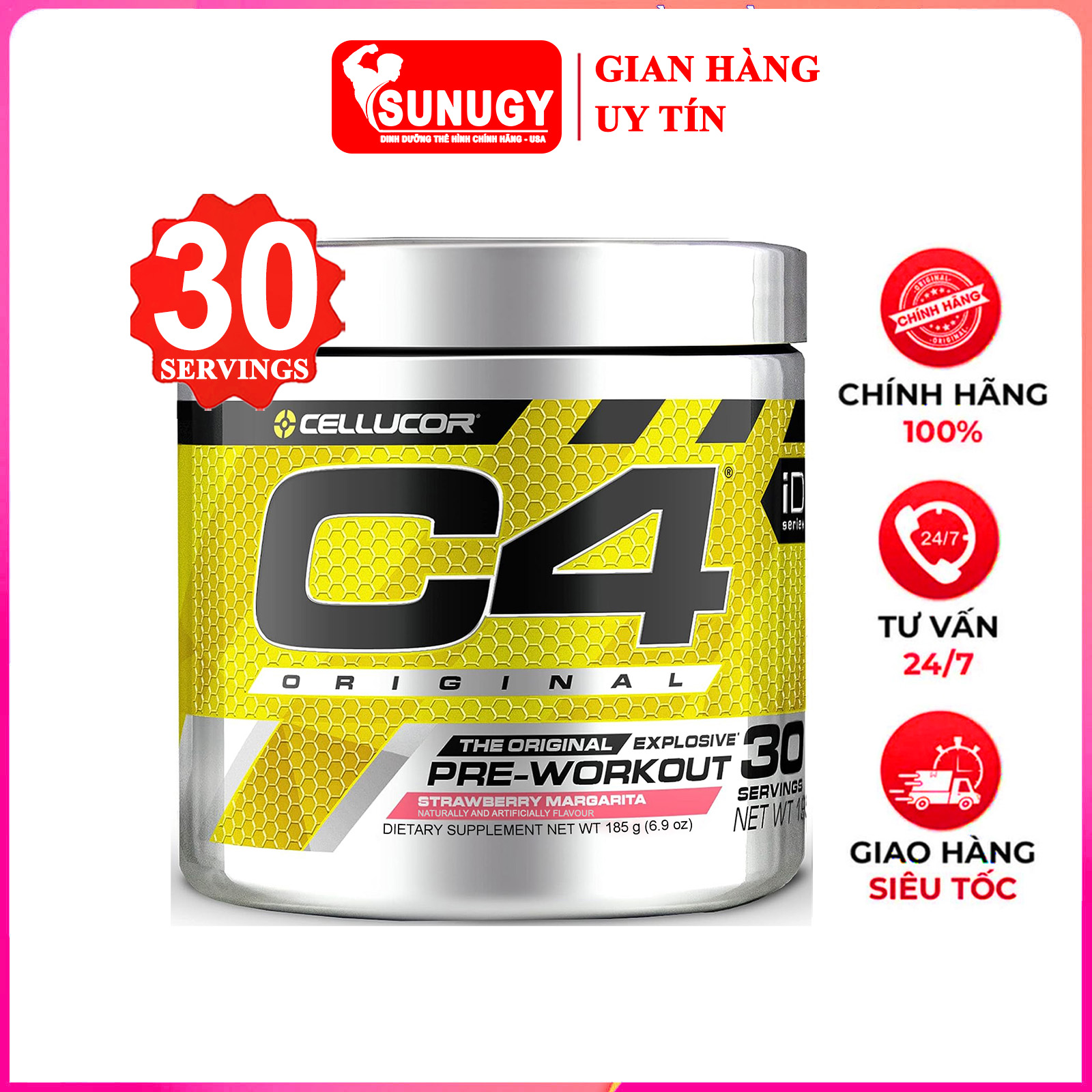 Pre-Workout siêu mạnh C4 Original của Cellucor hỗ trợ Tăng Sức Bền, Sức Mạnh đốt mỡ giảm cân