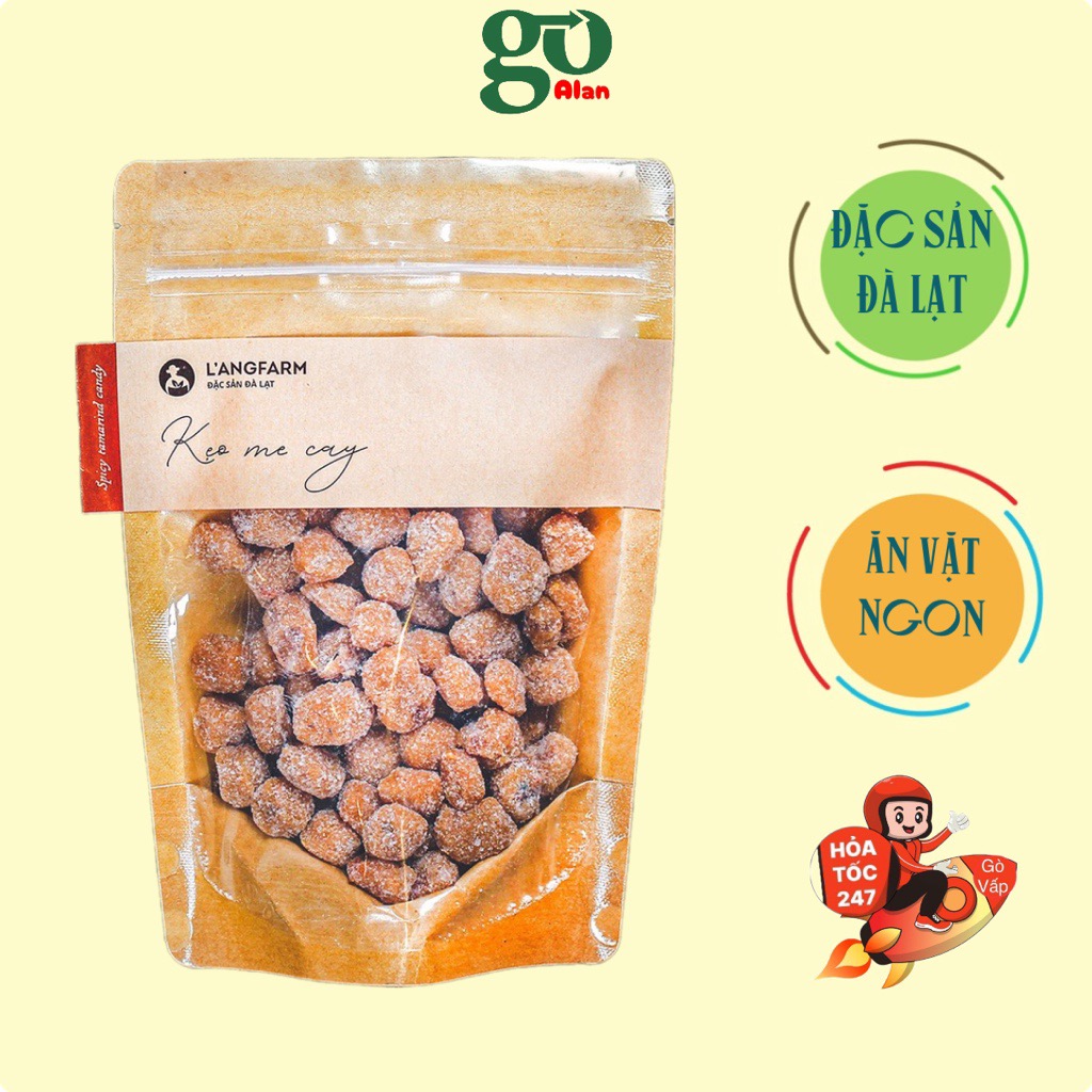 Kẹo me cay L'angfarm, 300g, bịch, mẫu kraft 1 mặt trong