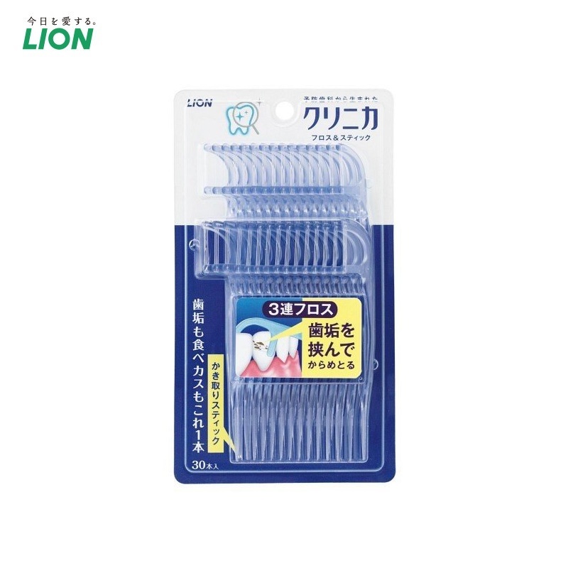 Hộp 30 chiếc tăm chỉ nha khoa an toàn Lion Clinica Floss hàng nhập khẩu trực tiếp từ Nhật Bản #101614