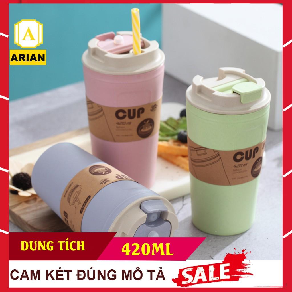 Cốc Lúa Mạch Giữ Nhiệt Dung Tích 500ML Và 420ML Kèm Thìa Có Lỗ Hút Thân Thiện Môi Trường