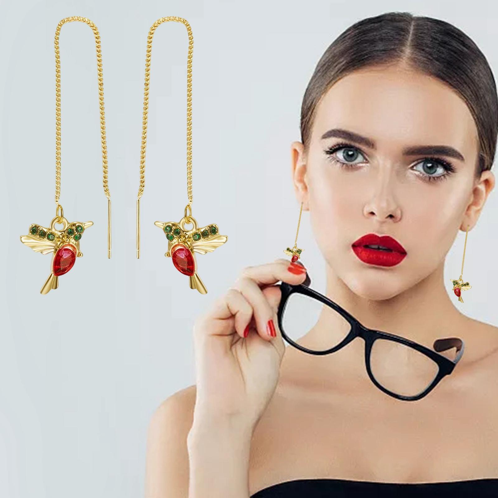 Stylish Earrings Stud Earring Long Pendant Earrings with Zircon Earrings for